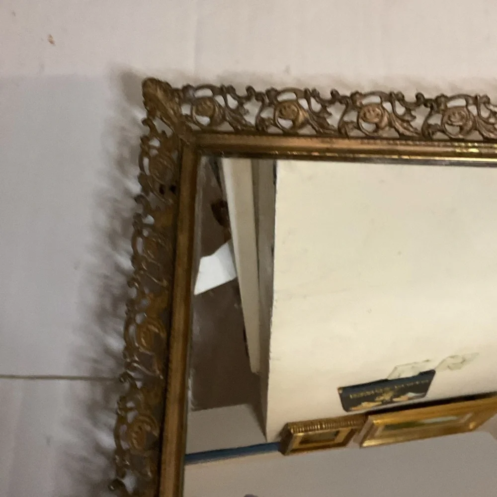 Vintage Ornate Gold Vanity tray or wall mirror